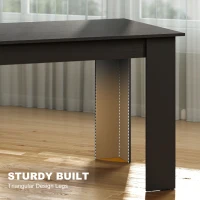 HOMCOM 63" Dining Table for 4-6 People, Modern Rectangular Kitchen Table for Dining Room, Living Room, Black Wood Effect(m-6)