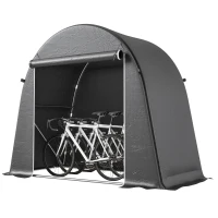Outsunny 8' x 4' Portable Shed, Waterproof Bike Tent with Roll-up Zipper Door and Galvanised Metal Frame for Bike, Garden Tools(m-9)