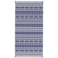 Outsunny 9' x 18' Outdoor RV Rug, Reversible Patio Floor Mat with Carry Bag, Geometric Wall, Blue and White(m-2)