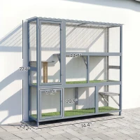 PawHut Catio Outdoor Cat Enclosure, 77" H Wooden Cat House with Weatherproof Roof, Platforms and Scratching Post(m-3)