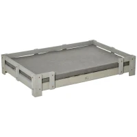 PawHut Large Dog Bed with Soft Foam Cushion, Wooden Dog Couch with Roomy Surface, Elevated, Slate Gray(m-1)