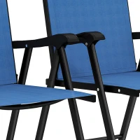 Outsunny Folding Patio Chairs Set of 4, High Back Outdoor Dining Chairs with Breathable Mesh Seat for Lawn, Deck, Blue(m-12)