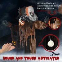 Outsunny 5ft Life Size Outdoor Halloween Decoration, Talking Circus Clown with Sound and Motion Activated, Light Up Eyes(m-6)