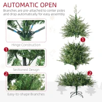 HOMCOM 6' Artificial Christmas Trees, with Easy-to-Shape Branches, Auto Open, Steel Base, Wide Shape(m-7)