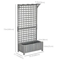 Outsunny Wood Planter with Trellis for Vine Climbing, Raised Garden Bed, Privacy Screen for Backyard, Patio, Deck, Dark Grey(m-3)