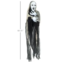 Outsunny 60" Outdoor Halloween Decorations Hanging Ghost Stretching Out Arms Animated Prop with Sound and Motion Activated Light Up Hands, Spooky Scream(m-3)