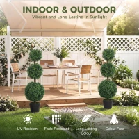 HOMCOM 2 Pack 40" Artificial Trees, Boxwood Topiary Ball Trees with Pot for Indoor, Outdoor, Home Office, Living Room, Green(m-5)