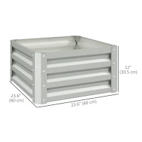 Outsunny Galvanized Raised Garden Beds, Outdoor Planter Box, Set of 2, for Flowers, Herbs and Vegetables, Light Grey(m-3)