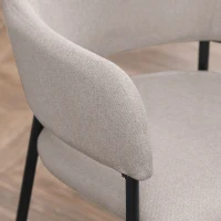 HOMCOM Modern Dining Chairs Set of 2, Linen Touch Fabric Accent Chairs with Armrests, Kitchen Chairs with Steel Legs for Living Room, Beige(m-10)
