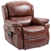 HOMCOM Vibration Massage Recliner Chair for Living Room with Heat,   Single Sofa, PU Leather Power Reclining Chair, Home Theater Seating with Footrest, Brown(m-1)