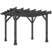 Outsunny 12' x 10' Patio Pergola, Weather-Resistant Cedar Wood, Backyard Cover for Porch Party, Grape Garden, Vineyard, Ivy Vine, or Climbing Plants, Black(m-1)