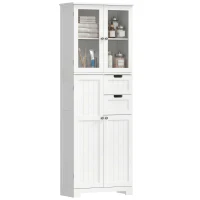 HOMCOM Floor Bathroom Storage Cabinet, Tall Bathroom Cabinet with Adjustable Shelves, for Kitchen, Living Room, White(m-13)