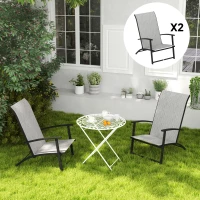Outsunny Set of 2 Outdoor Dining Chairs with High Back, Armrests, Folding Patio Chairs for Patio, Lawn, Camping, Gray(m-8)