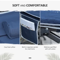 Outsunny Folding Camping Cot, Double Layer Heavy Duty Sleeping Cot with Carry Bag, Headrest, 2-Sided Reversible Mattress, Portable & Lightweight Cot Bed, Blue(m-7)