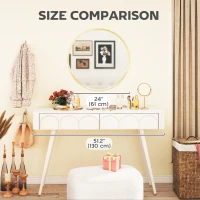HOMCOM 24" Decorative Wall Mirror for Bedroom Living Room, Modern Round Bathroom Mirror for Home Decor, Gold-Tone(m-7)