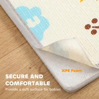 Qaba Foldable & Reversible Baby Play Mat, 79" x 71"Thick Play Mat for Floor, Waterproof Non-Slip, Giraffe & Woodland Animals(m-5)