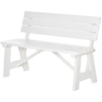 Outsunny Wooden Garden Bench for Outdoor, 2-person Patio Bench, Loveseat Furniture for Lawn, Deck, Yard, Porch and Entryway, White(m-11)