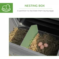 PawHut 79" Wooden Chicken Coop, Outdoor Hen House, Poultry Habitat with Removable Tray, Nesting Box, Run, Ramp, Grey(m-6)