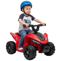 Qaba 6V Kids ATV, 4 Wheels Kids Quad with Button Control, 45Mins Runtime, Max 1.2MPH, Max 55lbs Load for 18-48 M, Red(m-13)