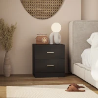 HOMCOM Bedside Table with 2 Drawers, Modern Nightstand for Bedroom, Black(m-7)