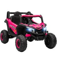 Qaba 12V Kids Ride On Car with Remote Control, Battery Powered Electric UTV with Spring Suspension for Aged 3-5 Years, Pink(m-9)