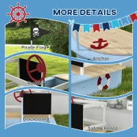 Outsunny Wooden Sandbox with Pirate Ship Design for 3-7 Years, Blue(m-7)