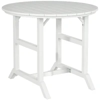 Outsunny Aluminum Frame Round Patio Table with Umbrella Hole, Outdoor Dining Table for 4 People, White(m-11)