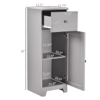 kleankin Short Bathroom Storage Cabinet, Cabinet Organizer with 1 Drawer and Adjustable Shelf for Living Room, Gray(m-3)