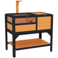 PawHut Tortoise Habitat with Shelf Storage Tortoise Gift Accessory with Weather Protection for Indoor, Yellow(m-11)