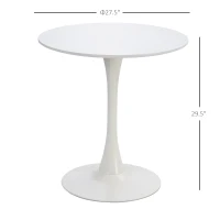 HOMCOM  Modern 27.5" Round Cocktail Table with a Stable Metal Base for Living Room, Porch, and Parties, White(m-3)