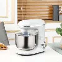 HOMCOM Stand Mixer with 6+1P Speed, 600W Tilt Head Kitchen Electric Mixer with 6 Qt Stainless Steel Mixing Bowl, Beater, Dough Hook and Splash Guard for Baking Bread, Cakes, and Cookies, Silver(m-2)