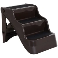 PawHut Pet Stairs Dogs and Cats Folding Ladder Puppy Portable 3 Steps Home Travel Using Brown(m-2)