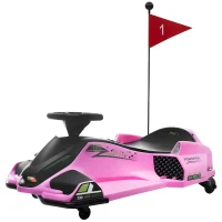 Aosom 12V Electric Drifting Go Kart w/ Slow Start, Music, Lights, Pink(m-1)