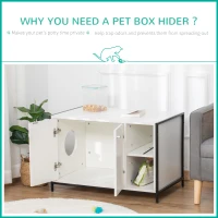 PawHut Large Cat Litter Box Enclosure, Litter Box Furniture Hidden with Magnetic Doors & Storage Shelves, Wooden Cat Washroom Indoor, 33" L x 20" W x 22" H, White(m-4)
