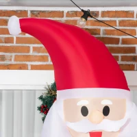 Outsunny 8ft Christmas Inflatables Outdoor Decorations Santa Claus Holds Candy Cane with Furry Beard, Blow-Up LED Yard Christmas Decor for Lawn Garden Party(m-19)
