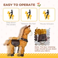 Qaba Baby Stuffed Giraffe Rocking Horse Toy for Girls and Boys, Zoo Animal Plush Ride-on Toy with Soft Feel, Interactive Toy for Kids, Giraffe Gifts for Kids(m-5)