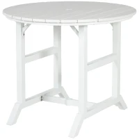 Outsunny Aluminum Frame Round Patio Table with Umbrella Hole, Outdoor Dining Table for 4 People, White(m-1)