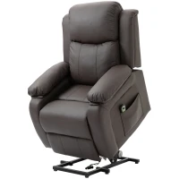 HOMCOM Living Room Power Lift Chair, PU Leather Electric Recliner Sofa Chair for Elderly with Remote Control, 3 Positions, Side Pockets, Extended Footrest, Brown(m-11)