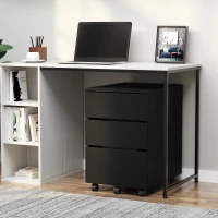 HOMCOM 3 Drawer Storage Cabinet, Mobile Desk Cabinet Under Desk with Wheels, Printer Stand for Home Office, Black(m-10)