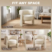 HOMCOM Upholstered Armchair, Sherpa Accent Chair with Lumbar Pillow, Padded Armrests and Thick Cushion, Cream White(m-6)