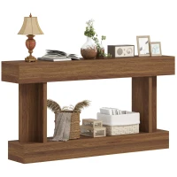 HOMCOM 63 Inch Long Console Table, Vintage Narrow Entryway Table with Storage Shelf for Living Room and Hallway, Dark Brown(m-9)