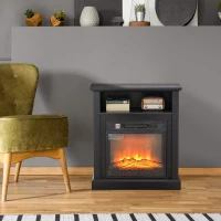 HOMCOM 27" Freestanding Electric Fireplace with Mantel, 1400W Replaceable Fireplace Insert Heater with Timer, Black(m-2)