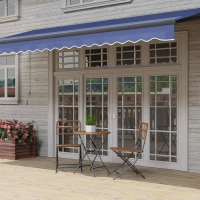 Outsunny 15' x 10' Electric Retractable Awning with Remote Controller, All Aluminum Frame Patio Awning, UV30+ Protection, Blue(m-8)