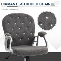 Vinsetto Button Tufted Desk Chair, Home Office Chair with Padded Armrests, Adjustable Height and Swivel Wheels, Dark Gray(m-7)