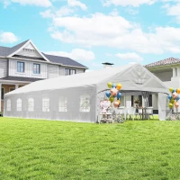 Outsunny Heavy Duty Party Tent, 19.5' x 39' Large Sun Shade Canopy Tent for Parties, Wedding, Events, BBQ Grill, White(m-10)
