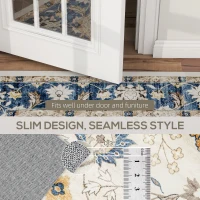 HOMCOM Machine Washable Area Rug 4x6, Non-Slip Boho Floral Print Floor Carpet for Living Room, Bedroom, Dining Room, Blue(m-7)