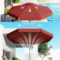 Outsunny 8.5 ft Outdoor Market Table Umbrella, Round Patio Umbrella with Tilt and Crank for Garden, Backyard, Deck, Wine Red(m-6)