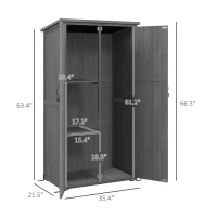 Outsunny Wooden Outdoor Storage Cabinet Garden Shed with Waterproof Asphalt Roof and Lockable Doors, Gray(m-3)