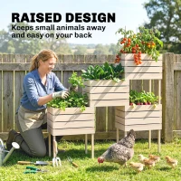 Outsunny 4PCS Wooden Raised Garden Beds Kits Elevated Planter for Outdoor Plants Flowers Vegetables, Raised Garden Boxes(m-5)
