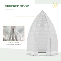 Outsunny 55" x 55" x 71" PE Greenhouse, Portable Tomato Hot House for Plants with Zippered Door for Outdoor Garden, or Patio, White(m-5)